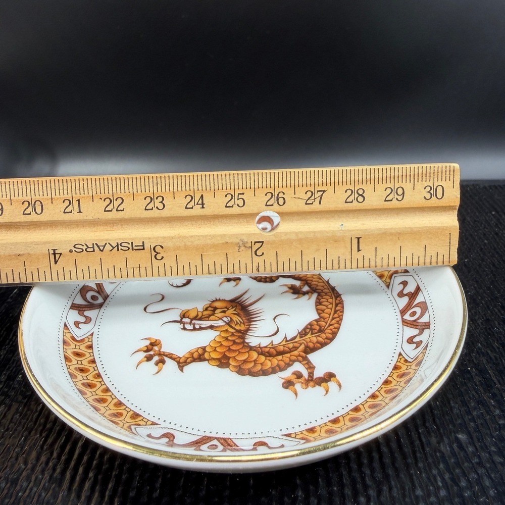Bareuther Waldsassen Bavaria Germany Dragon Espresso Cup Saucer Set Orange Gold - Picture 7 of 16